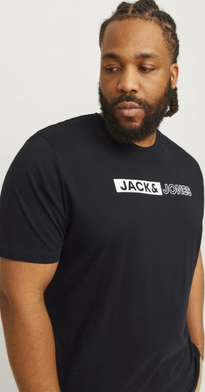 Jack & Jones CORP Logo Play 5 T-Shirt Black - Tricouri - Tricouri Bărbați Mărimi Mari