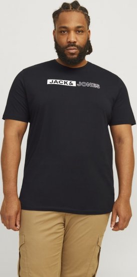 Jack & Jones CORP Logo Play 5 T-Shirt Black - Tricouri - Tricouri Bărbați Mărimi Mari