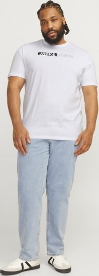 Jack & Jones CORP Logo Play 5 T-Shirt White - Tricouri - Tricouri Bărbați Mărimi Mari