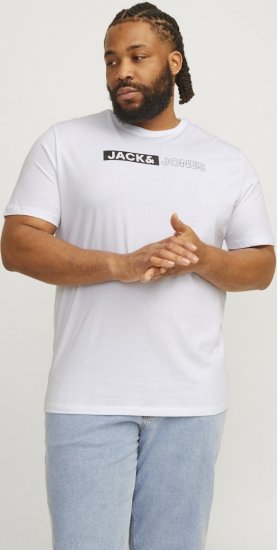 Jack & Jones CORP Logo Play 5 T-Shirt White - Tricouri - Tricouri Bărbați Mărimi Mari