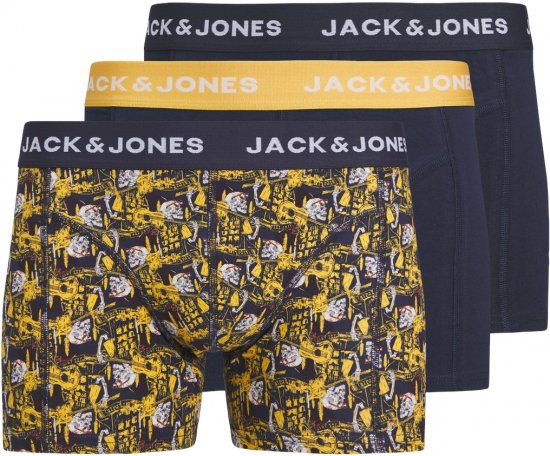 Jack & Jones SKULLROCK Trunks 3-Pack Navy Blazer - Lenjerie intimă & costum baie - Lenjerie Intimă Bărbați Mărimi Mari