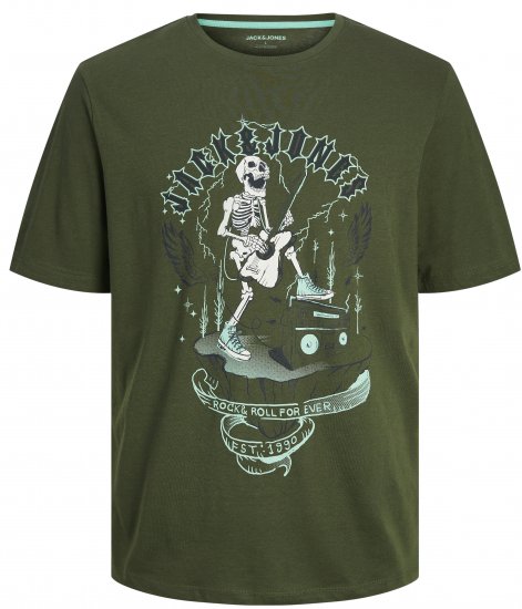 Jack & Jones JJSKULL ROCK T-Shirt Kombu Green - Tricouri - Tricouri Bărbați Mărimi Mari