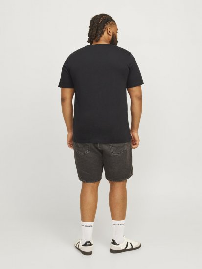 Jack & Jones JJSKULL ROCK T-Shirt Black - Tricouri - Tricouri Bărbați Mărimi Mari