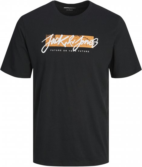 Jack & Jones TILEY T-Shirt Black - Tricouri - Tricouri Bărbați Mărimi Mari