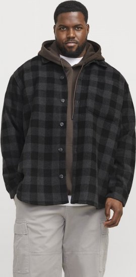 Jack & Jones ZAC BRUSHED Long Sleeve OVERSHIRT Grey - Cămăși - Cămăși Bărbați Mărimi Mari