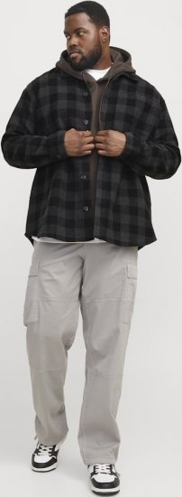 Jack & Jones ZAC BRUSHED Long Sleeve OVERSHIRT Grey - Cămăși - Cămăși Bărbați Mărimi Mari