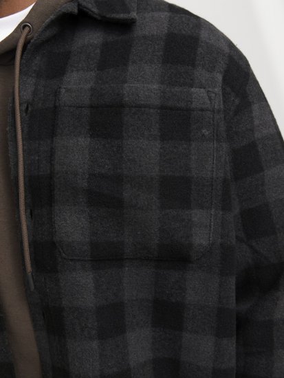 Jack & Jones ZAC BRUSHED Long Sleeve OVERSHIRT Grey - Cămăși - Cămăși Bărbați Mărimi Mari