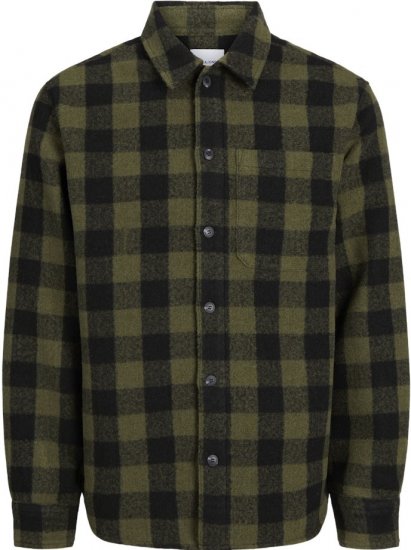 Jack & Jones ZAC Brushed Long Sleeve Overshirt Green - Cămăși - Cămăși Bărbați Mărimi Mari