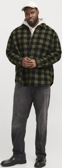 Jack & Jones ZAC Brushed Long Sleeve Overshirt Green - Cămăși - Cămăși Bărbați Mărimi Mari