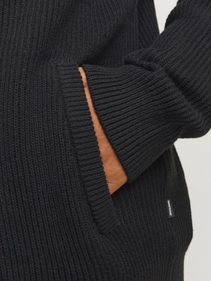 Jack & Jones PANNEL Turtleneck Knitted Sweater with Zipper Black - Pulovere & hanorace - Pulovere & Hanorace Bărbați Mărimi Mari