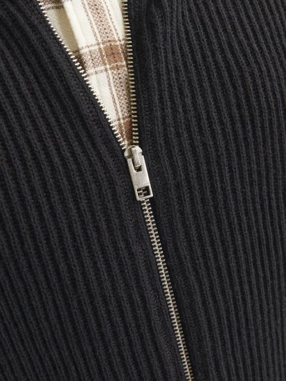 Jack & Jones PANNEL Turtleneck Knitted Sweater with Zipper Black - Pulovere & hanorace - Pulovere & Hanorace Bărbați Mărimi Mari