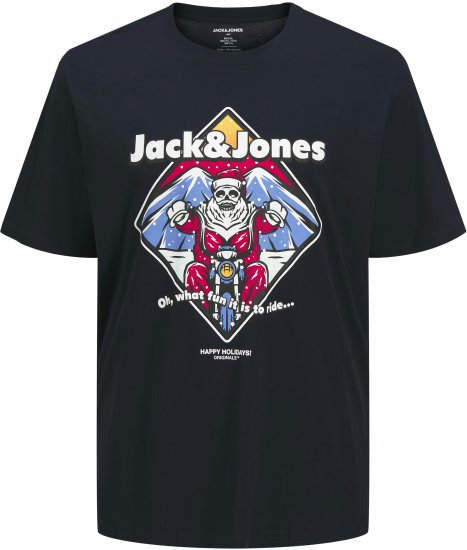 Jack & Jones XMAS Christmas Skull T-Shirt Navy - Tricouri - Tricouri Bărbați Mărimi Mari