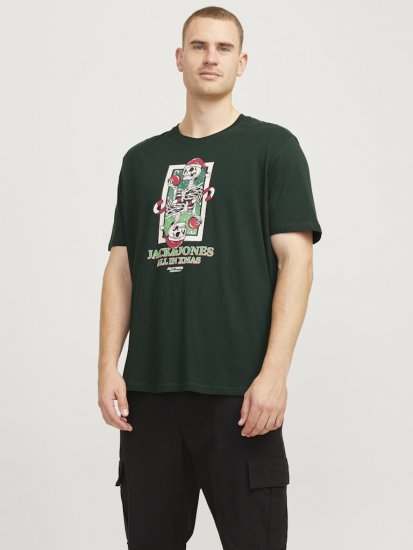 Jack & Jones XMAS Christmas Skull T-Shirt Dark Slate Grey - Tricouri - Tricouri Bărbați Mărimi Mari