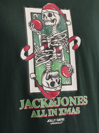 Jack & Jones XMAS Christmas Skull T-Shirt Dark Slate Grey - Tricouri - Tricouri Bărbați Mărimi Mari