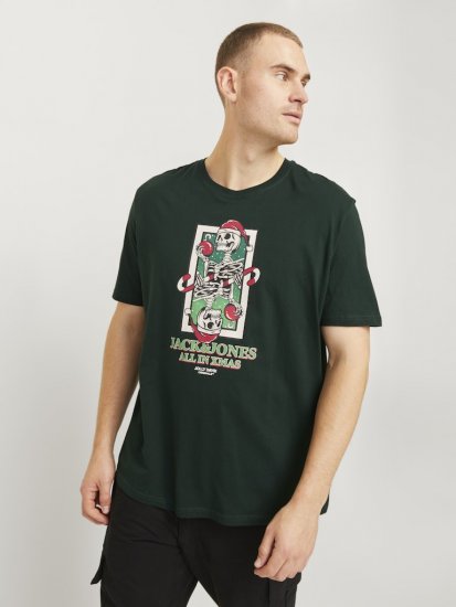 Jack & Jones XMAS Christmas Skull T-Shirt Dark Slate Grey - Tricouri - Tricouri Bărbați Mărimi Mari