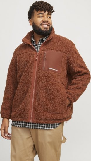 Jack & Jones ESTERBRO High Collar Teddy Jacket Brandy Brown - Geci - Geci Bărbați Mărimi Mari