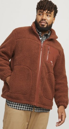 Jack & Jones ESTERBRO High Collar Teddy Jacket Brandy Brown - Geci - Geci Bărbați Mărimi Mari