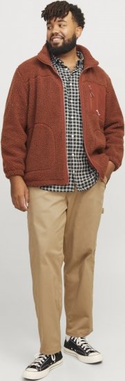 Jack & Jones ESTERBRO High Collar Teddy Jacket Brandy Brown - Geci - Geci Bărbați Mărimi Mari