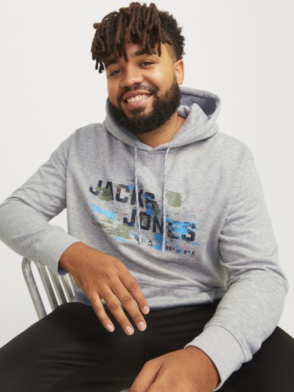 Jack & Jones JCOOUTDOOR Hoodie Light Grey - Pulovere & hanorace - Pulovere & Hanorace Bărbați Mărimi Mari