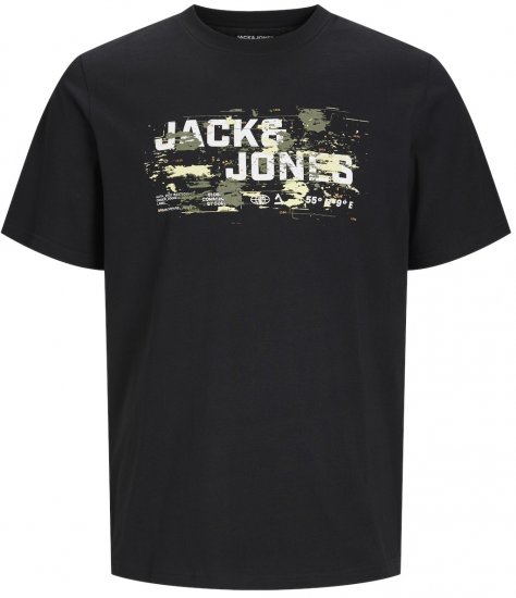 Jack & Jones JCOOUTDOOR LOGO T-Shirt Black - Tricouri - Tricouri Bărbați Mărimi Mari