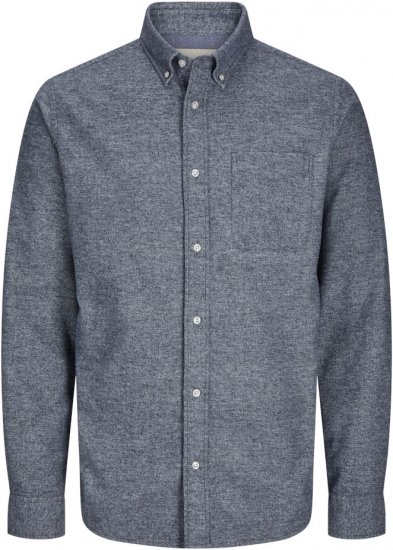 Jack & Jones NORRIS Flannel Long Sleeve Shirt Navy Blazer - Cămăși - Cămăși Bărbați Mărimi Mari