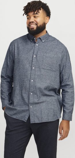 Jack & Jones NORRIS Flannel Long Sleeve Shirt Navy Blazer - Cămăși - Cămăși Bărbați Mărimi Mari