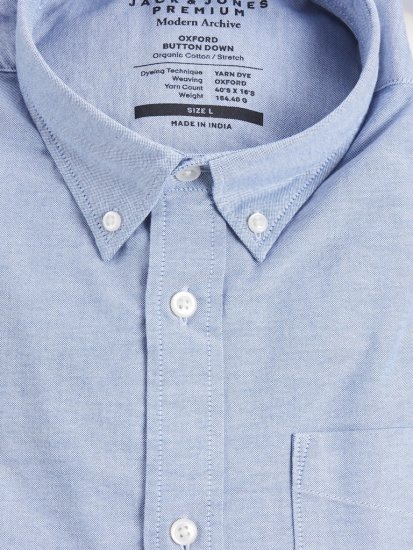 Jack & Jones Brook Oxford Long Sleeve Shirt Cashmere Blue - Cămăși - Cămăși Bărbați Mărimi Mari