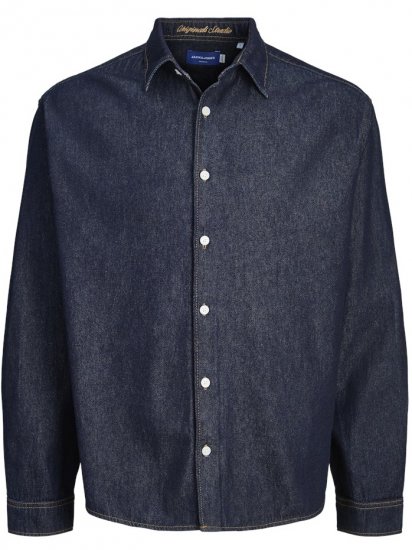 Jack & Jones Norrebro Denim Long Sleeve Shirt Dark Blue Denim - Cămăși - Cămăși Bărbați Mărimi Mari