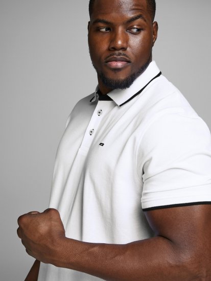 Jack & Jones PAULOS Short Sleeve Polo White/PS - Tricouri polo - Tricouri Polo Bărbați Mărimi Mari