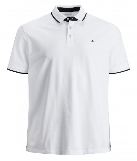 Jack & Jones PAULOS Short Sleeve Polo White/PS - Tricouri polo - Tricouri Polo Bărbați Mărimi Mari