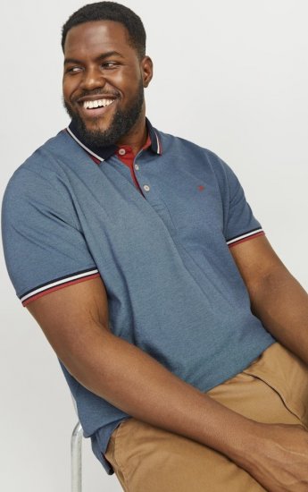 Jack & Jones PAULOS Short Sleeve Polo Denim Blue/PS - Tricouri polo - Tricouri Polo Bărbați Mărimi Mari
