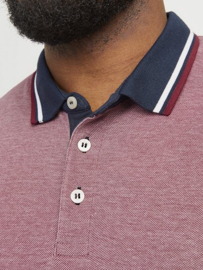 Jack & Jones PAULOS Short Sleeve Polo Rio Red/PS - Tricouri polo - Tricouri Polo Bărbați Mărimi Mari