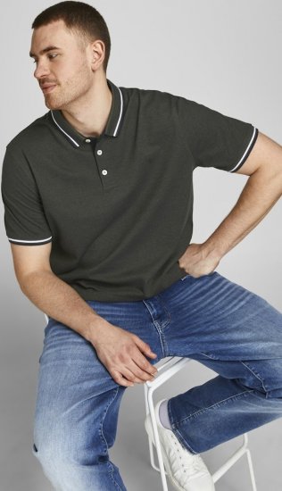 Jack & Jones PAULOS Short Sleeve Polo Green/PLAY 1 - Tricouri polo - Tricouri Polo Bărbați Mărimi Mari