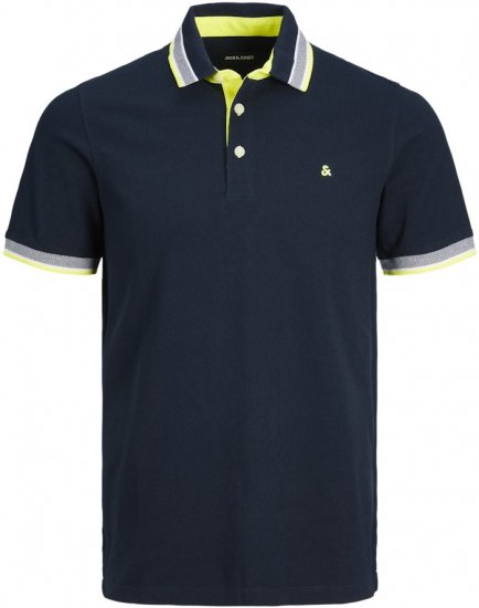 Jack & Jones PAULOS Short Sleeve Polo Dark Navy/NEON - Tricouri polo - Tricouri Polo Bărbați Mărimi Mari