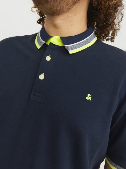 Jack & Jones PAULOS Short Sleeve Polo Dark Navy/NEON - Tricouri polo - Tricouri Polo Bărbați Mărimi Mari