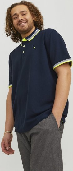 Jack & Jones PAULOS Short Sleeve Polo Dark Navy/NEON - Tricouri polo - Tricouri Polo Bărbați Mărimi Mari