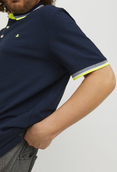 Jack & Jones PAULOS Short Sleeve Polo Dark Navy/NEON - Tricouri polo - Tricouri Polo Bărbați Mărimi Mari