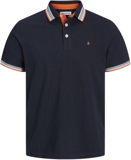 Jack & Jones PAULOS Short Sleeve Polo Black Navy/NEON - Tricouri polo - Tricouri Polo Bărbați Mărimi Mari