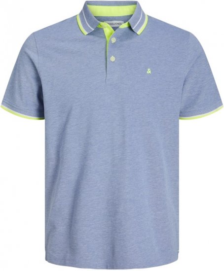 Jack & Jones PAULOS Short Sleeve Polo Light Blue/NEON - Tricouri polo - Tricouri Polo Bărbați Mărimi Mari