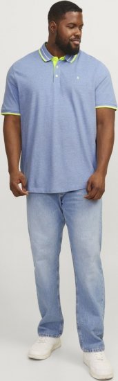 Jack & Jones PAULOS Short Sleeve Polo Light Blue/NEON - Tricouri polo - Tricouri Polo Bărbați Mărimi Mari