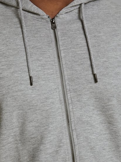 Jack & Jones Basic Sweat Zip Hood Light Grey Melange - Pulovere & hanorace - Pulovere & Hanorace Bărbați Mărimi Mari