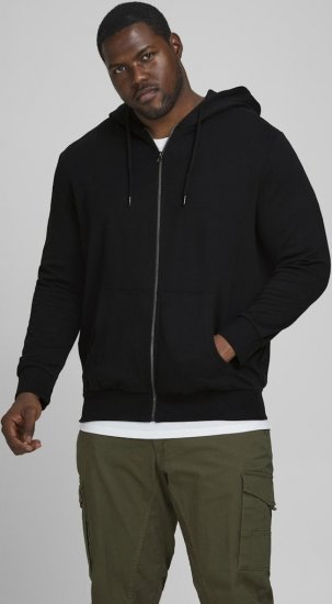 Jack & Jones Basic Sweat Zip Hood Black - Pulovere & hanorace - Pulovere & Hanorace Bărbați Mărimi Mari