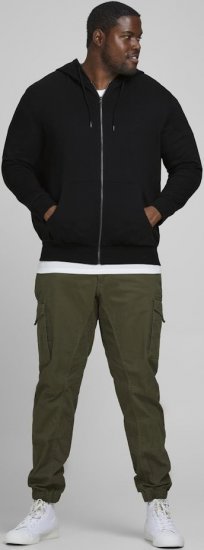 Jack & Jones Basic Sweat Zip Hood Black - Pulovere & hanorace - Pulovere & Hanorace Bărbați Mărimi Mari