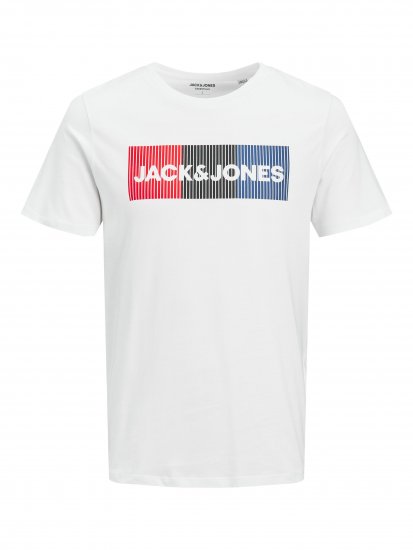 Jack & Jones JJECORP Logo Play T-Shirt White - Tricouri - Tricouri Bărbați Mărimi Mari