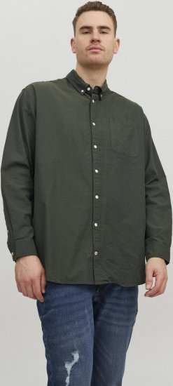 Jack & Jones OXFORD LS Shirt Green - Cămăși - Cămăși Bărbați Mărimi Mari