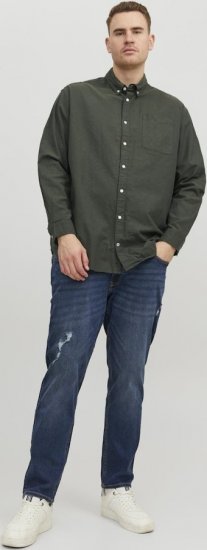 Jack & Jones OXFORD LS Shirt Green - Cămăși - Cămăși Bărbați Mărimi Mari