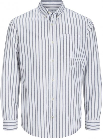 Jack & Jones OXFORD LS Shirt Striped Ensign Blue - Cămăși - Cămăși Bărbați Mărimi Mari