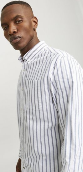 Jack & Jones OXFORD LS Shirt Striped Ensign Blue - Cămăși - Cămăși Bărbați Mărimi Mari