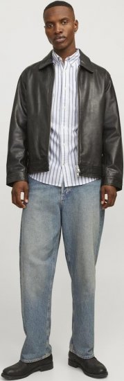 Jack & Jones OXFORD LS Shirt Striped Ensign Blue - Cămăși - Cămăși Bărbați Mărimi Mari