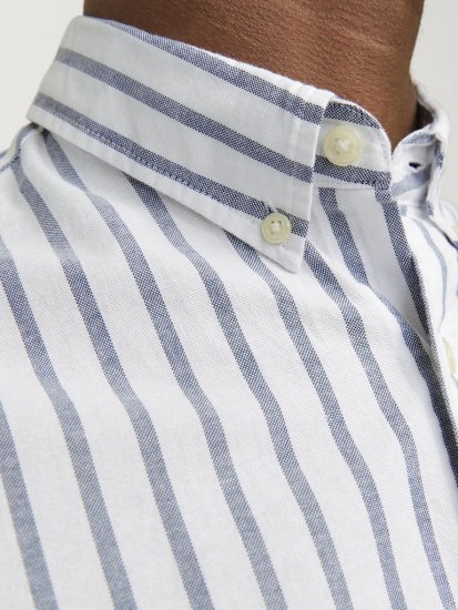 Jack & Jones OXFORD LS Shirt Striped Ensign Blue - Cămăși - Cămăși Bărbați Mărimi Mari